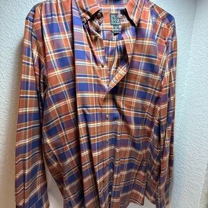 Jos. A. Bank Orange and Blue Plaid Shirt